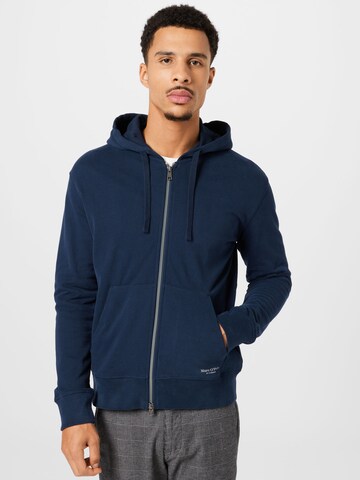 Marc O'Polo Zip-Up Hoodie in Blue: front