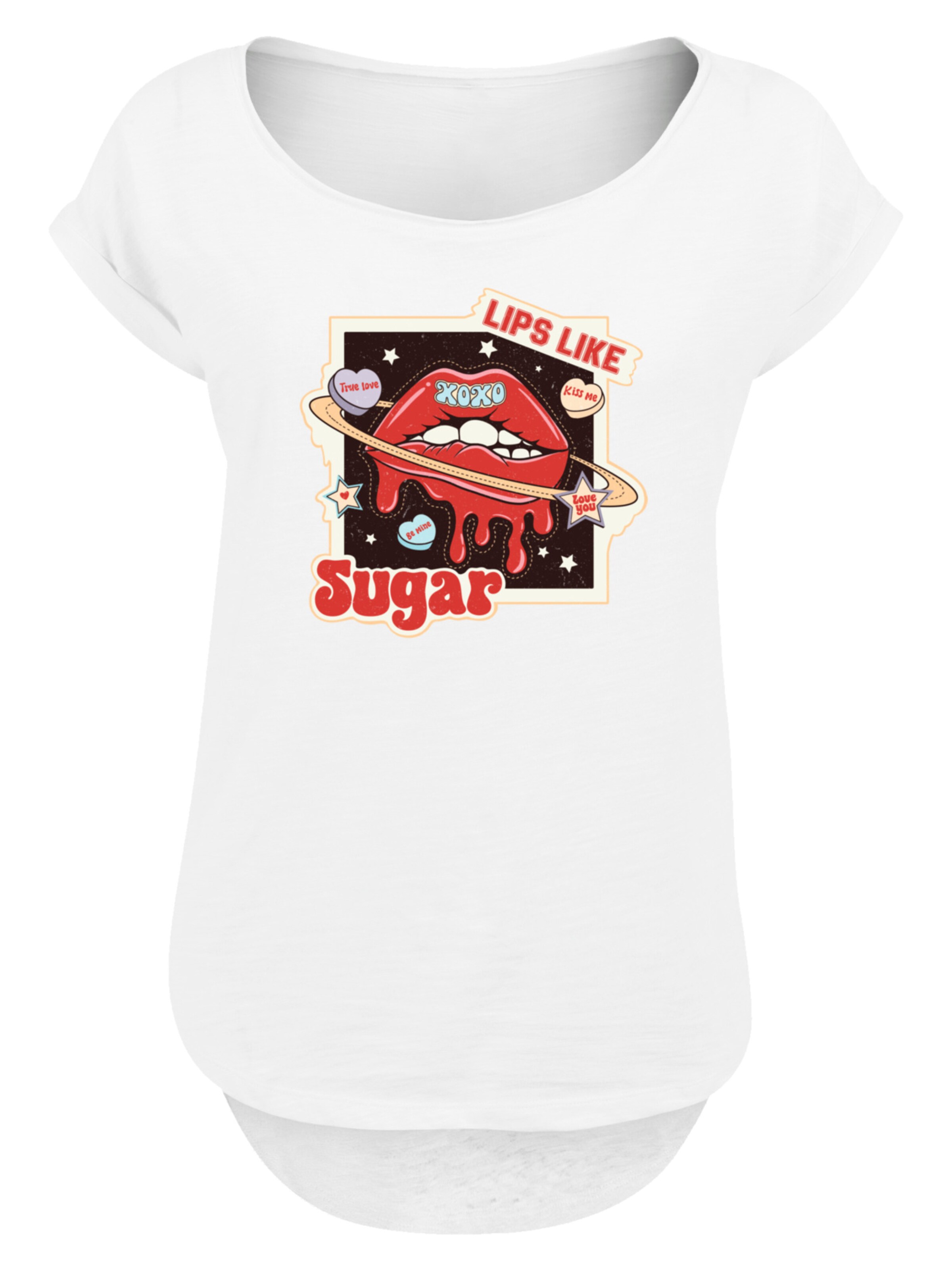F4NT4STIC T-Shirt 'Lips Like Sugar Valentinstag' in Weiß: Vorderseite