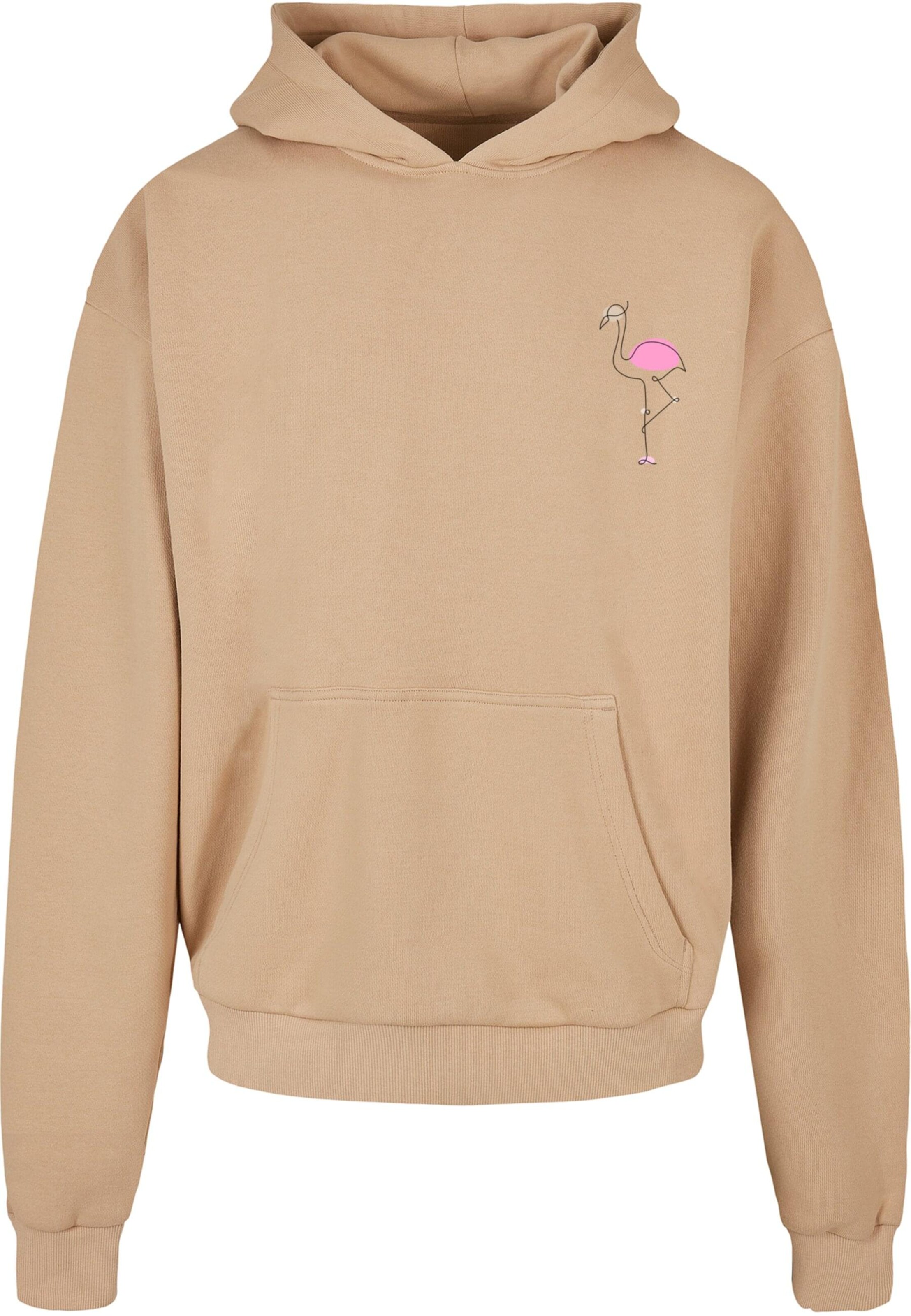 Merchcode Sweatshirt 'Flamingo' in Beige: voorkant