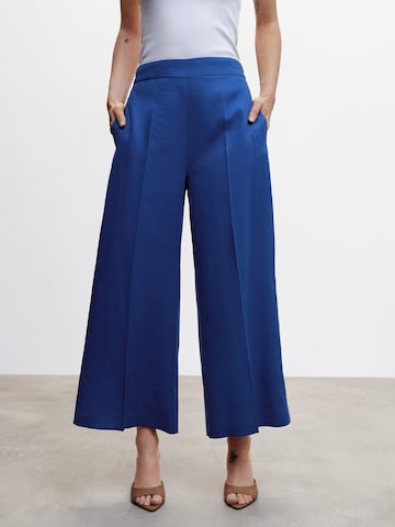 MANGO Wide leg Pleated Pants 'Lote' in Blue: front