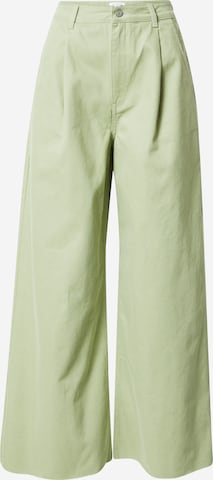 Aligne Wide Leg Jeans med lægfolder 'Connie' i grøn: forside