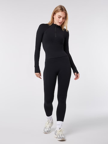YO-GAYA Sports top 'Quarter Zip Long Sleeve Top' in Black