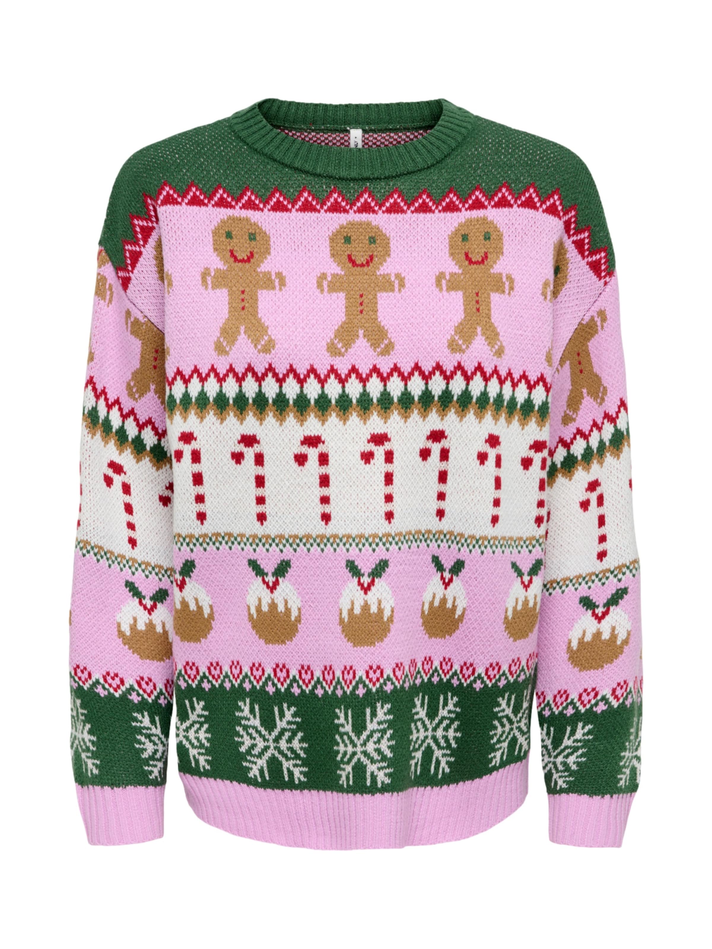 ONLY - Pullover 'ONLXmas HO' em rosa: frente