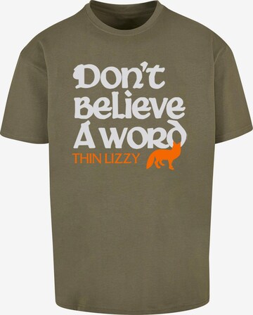 Merchcode Shirt 'Thin Lizzy - Dont Believe A Word Fox' in Groen: voorkant