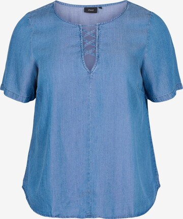 Zizzi Blouse 'Mille' in Blauw: voorkant