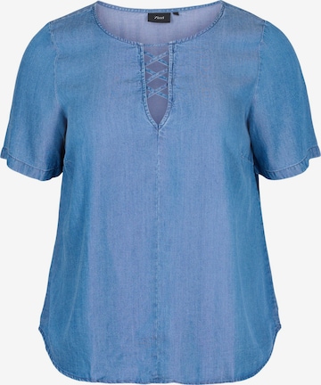 Zizzi Blouse 'Mille' in Blauw: voorkant