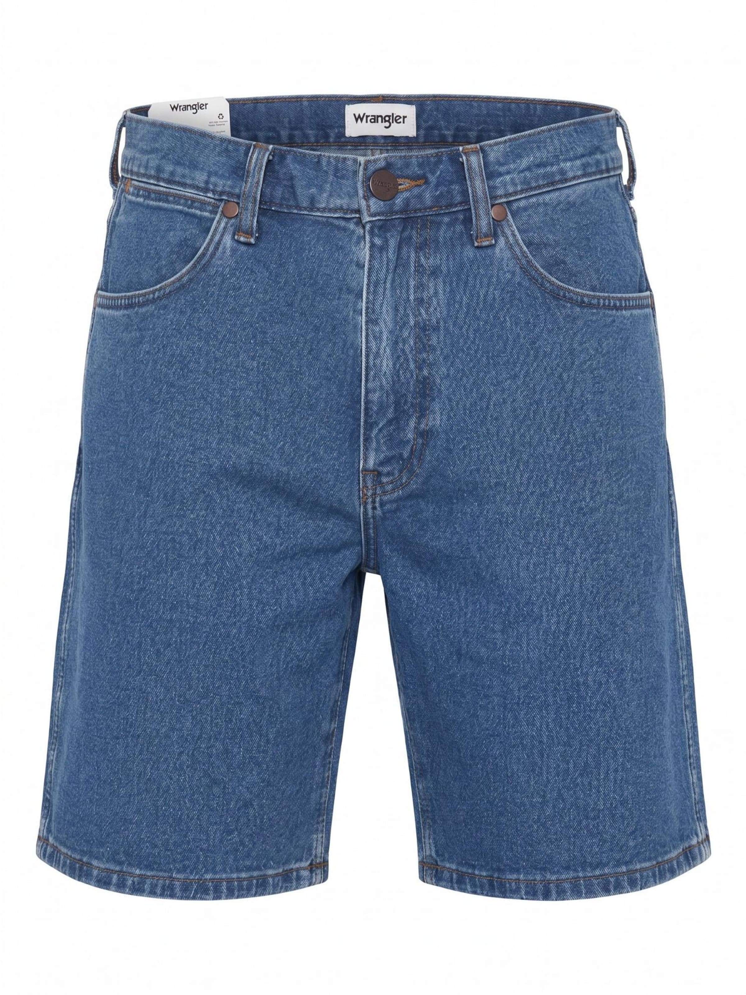 WRANGLER - Loosefit Calças de ganga 'LIGHT & SOFT FRONTIER DARK STONE SHORTS' em azul: frente