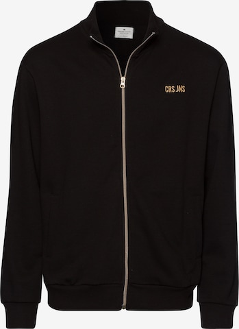 Cross Jeans Zip-Up Hoodie ' 25439 ' in Black: front