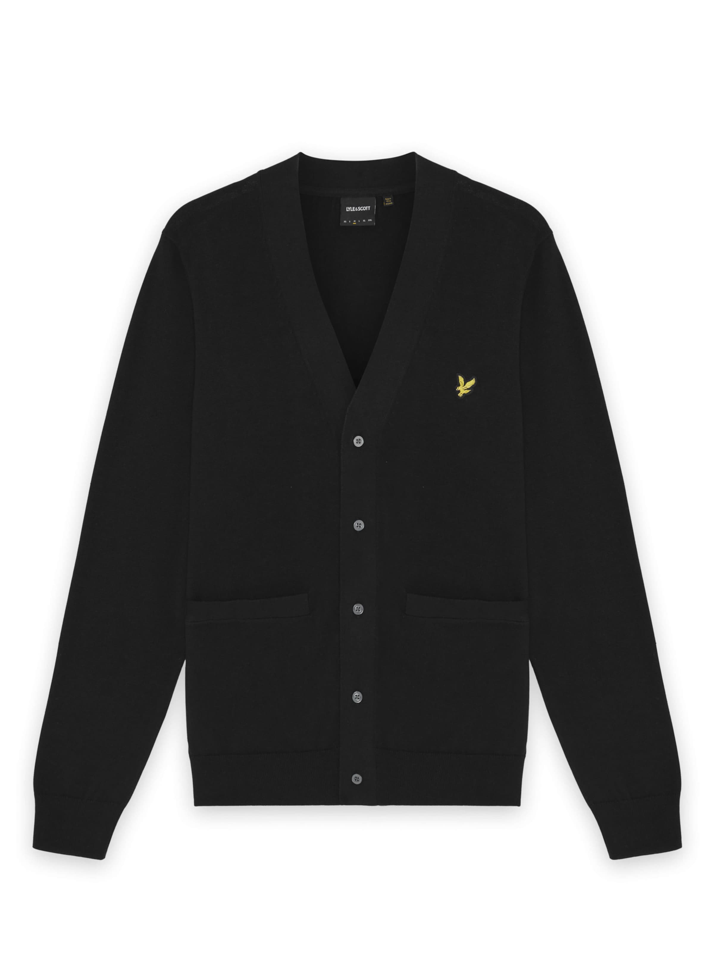 Lyle & Scott Gebreid vest in Zwart: voorkant