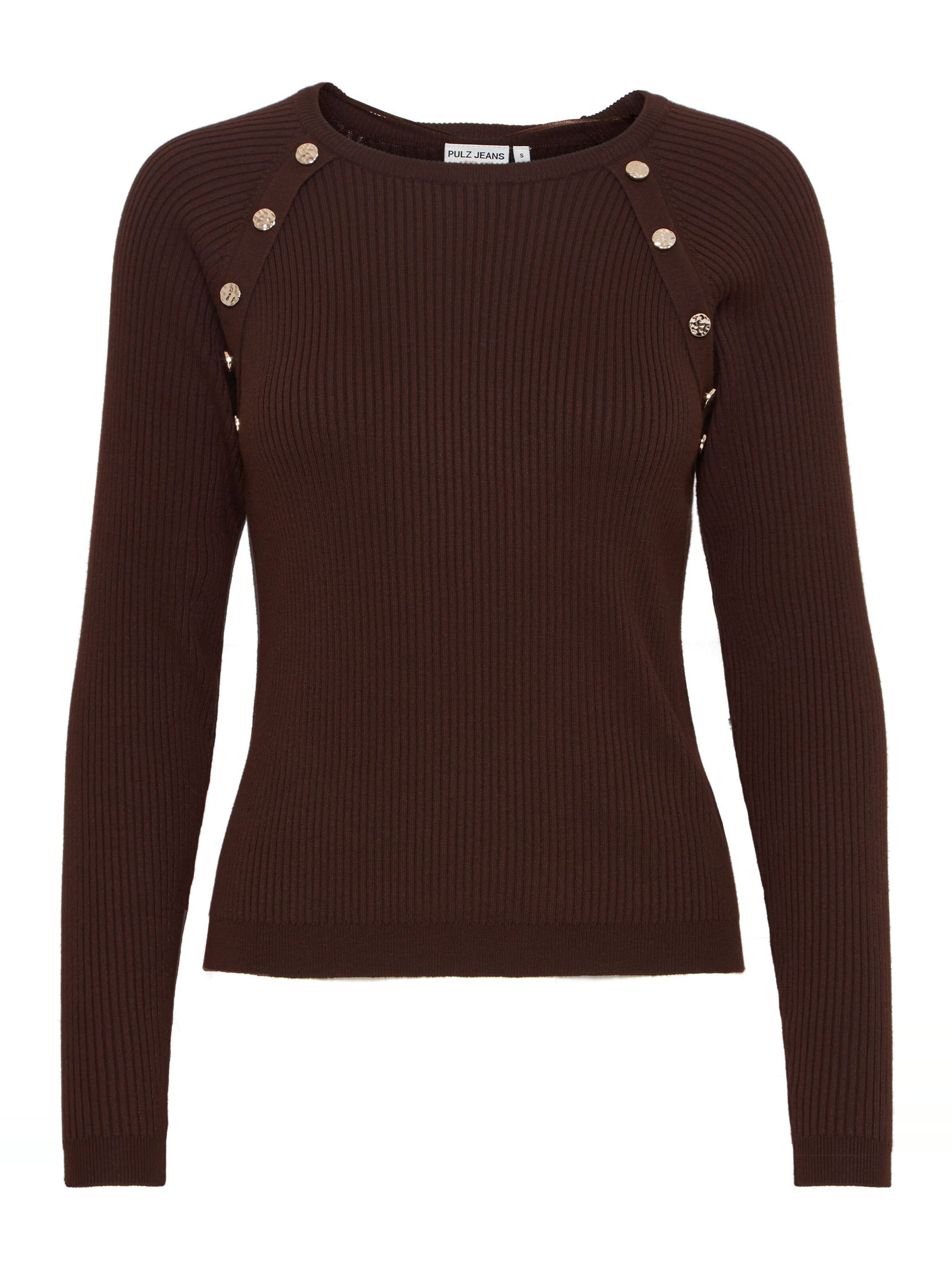 PULZ Jeans Pullover 'SARA' in Braun: Vorderseite