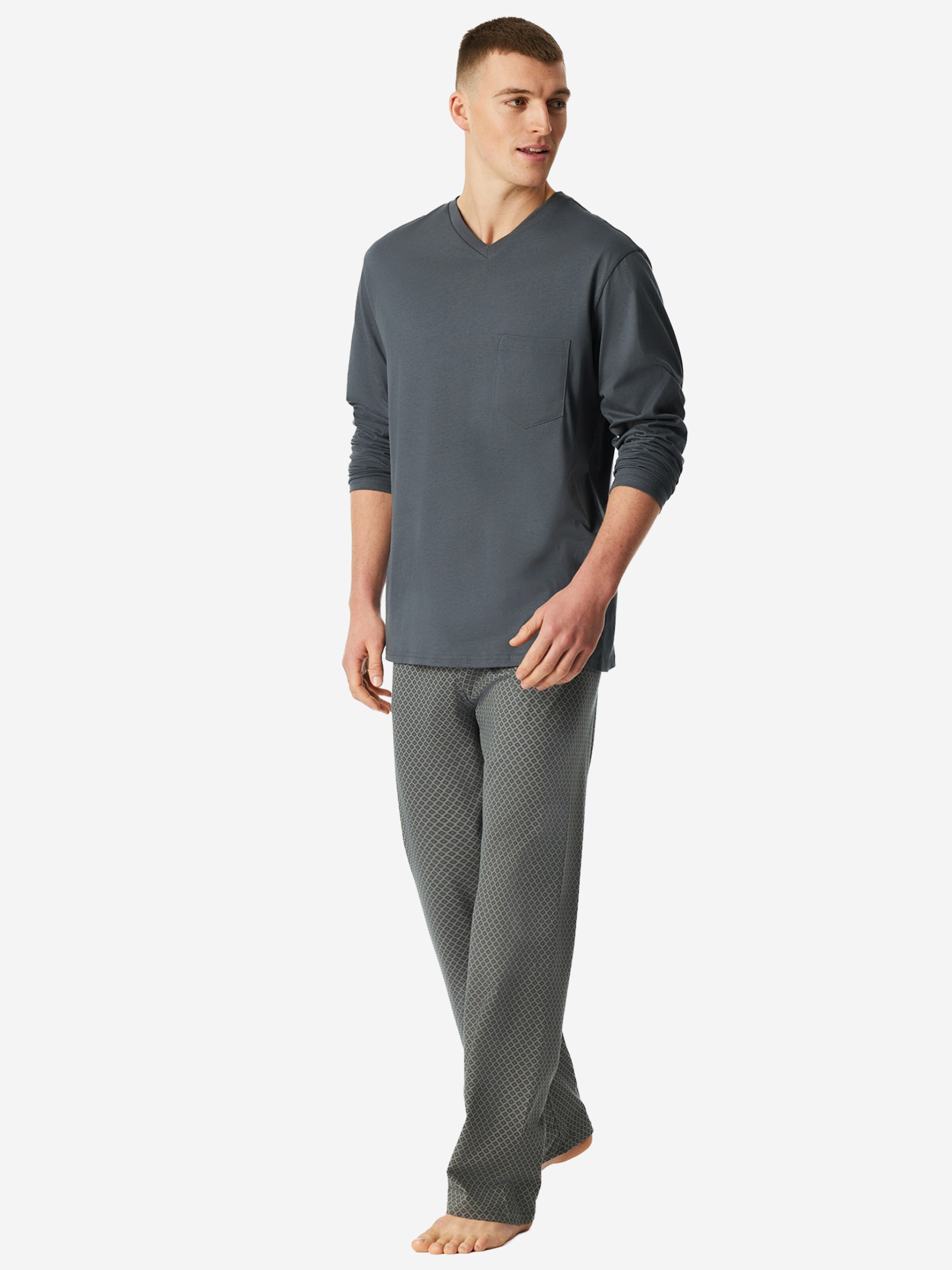 Pyjama long ' Comfort Essentials ' SCHIESSER en gris : devant