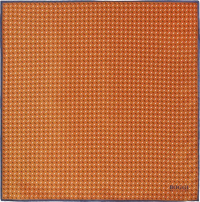 Boggi Milano Lommetørkle i mørkeblå / brun / oransje / hvit, Produktvisning