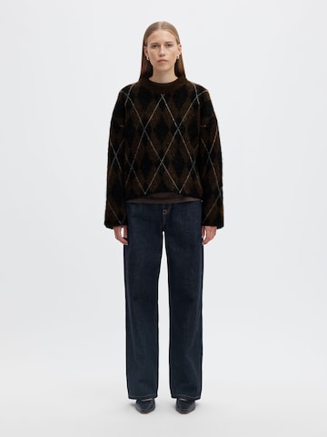 SELECTED Pullover 'Argyle' in Braun