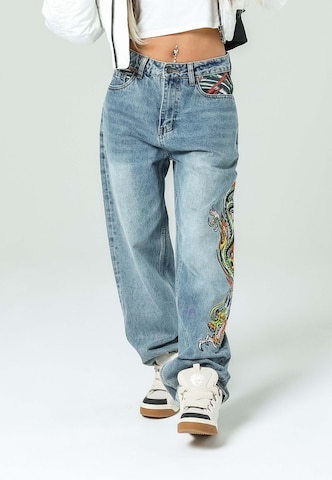 Loosefit Jean 'Crawling Dragon' Ed Hardy en bleu : devant