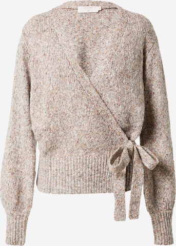 Cream Knit Cardigan 'Kiara' in Grey: front