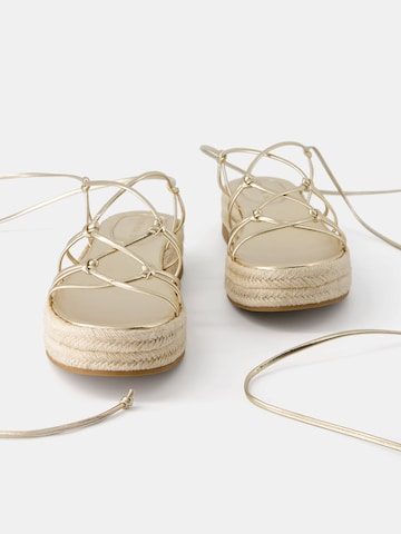 Bershka Strap Sandals in Gold