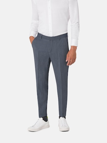 BENVENUTO Slim fit Pleated Pants 'Iago' in Blue: front