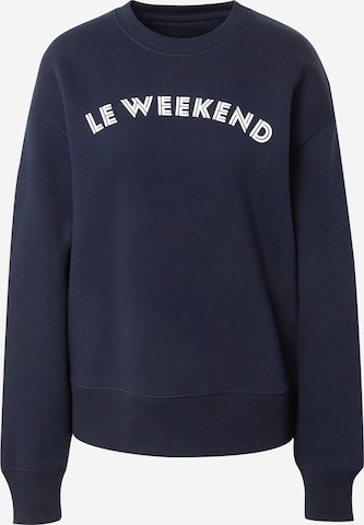 Les Petits Basics Sweatshirt 'Le weekend' in Blauw: voorkant