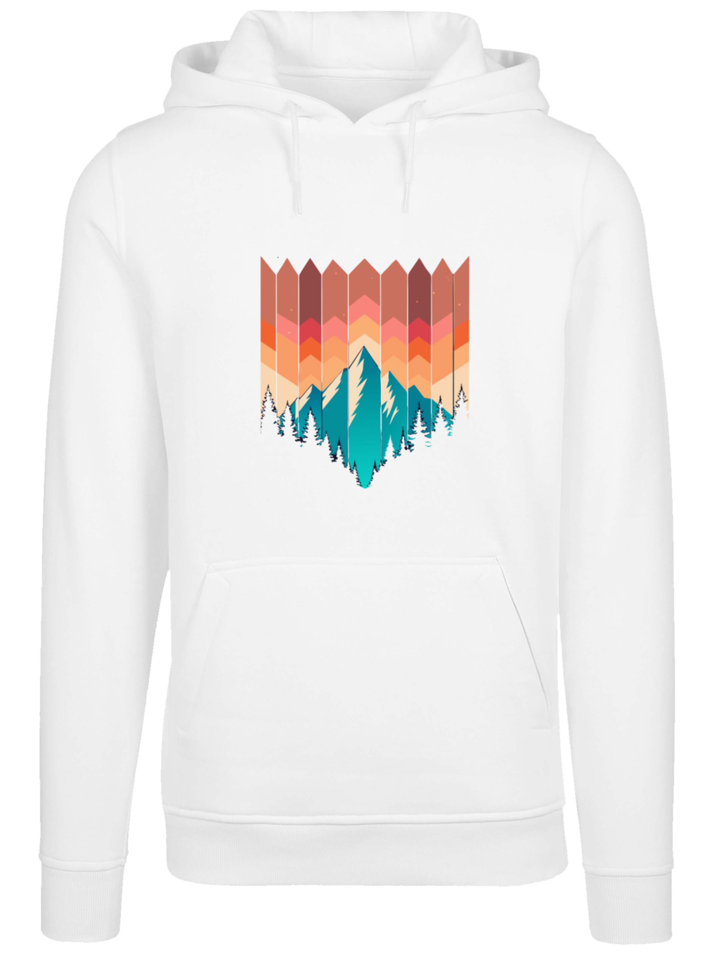 Sweat-shirt 'Berg Sonnenuntergang Geometrisch' F4NT4STIC en blanc : devant