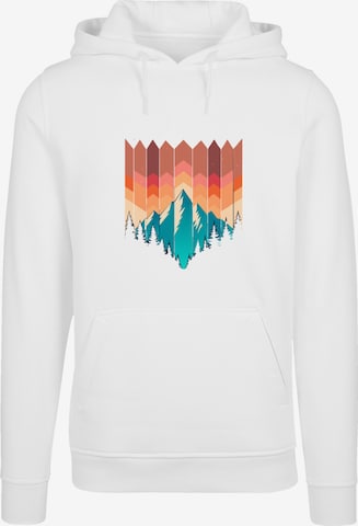 F4NT4STIC Pullover 'Berg Sonnenuntergang Geometrisch' in Weiß: Vorderseite
