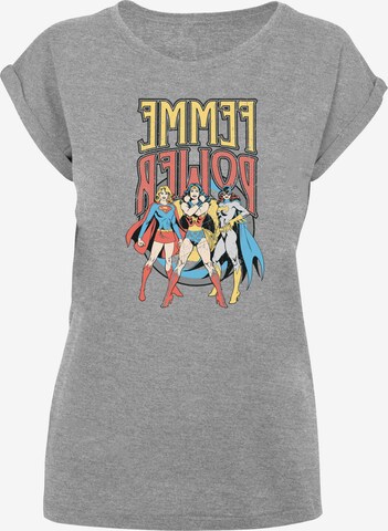 F4NT4STIC Shirt 'DC Comics Wonder Woman Femme Power' in Grey: front