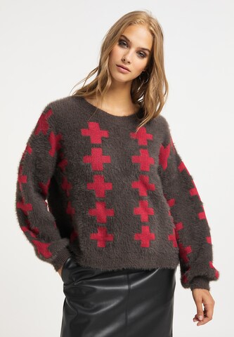 Pull-over oversize myMo ROCKS en marron : devant