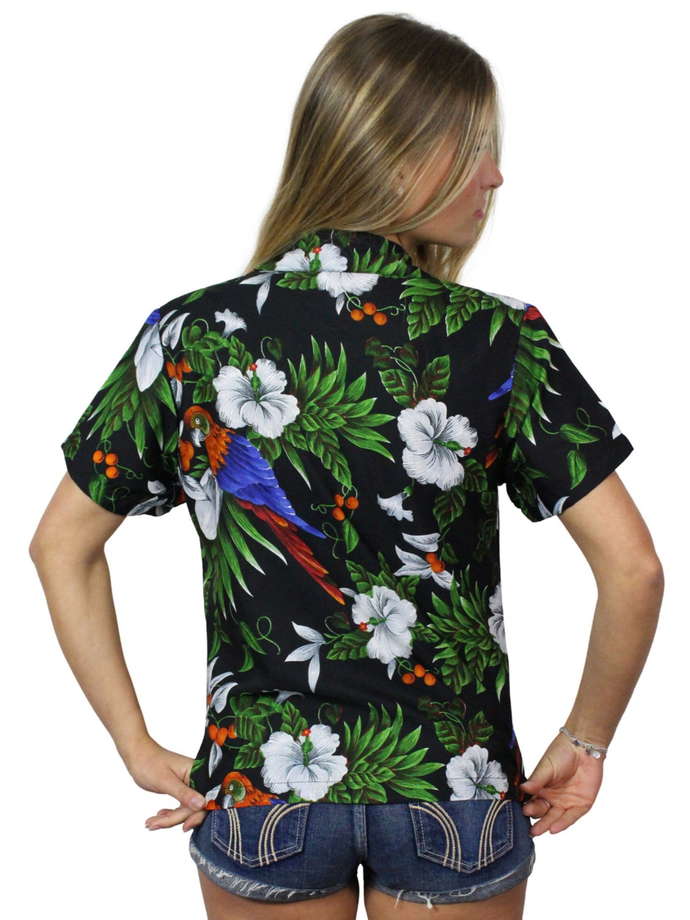 King Kameha Bluse 'Cherryparrot'‌‌‌‌‌‌‌‌‌‌ in Schwarz