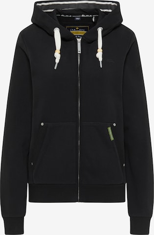 Schmuddelwedda Zip-Up Hoodie in Black: front