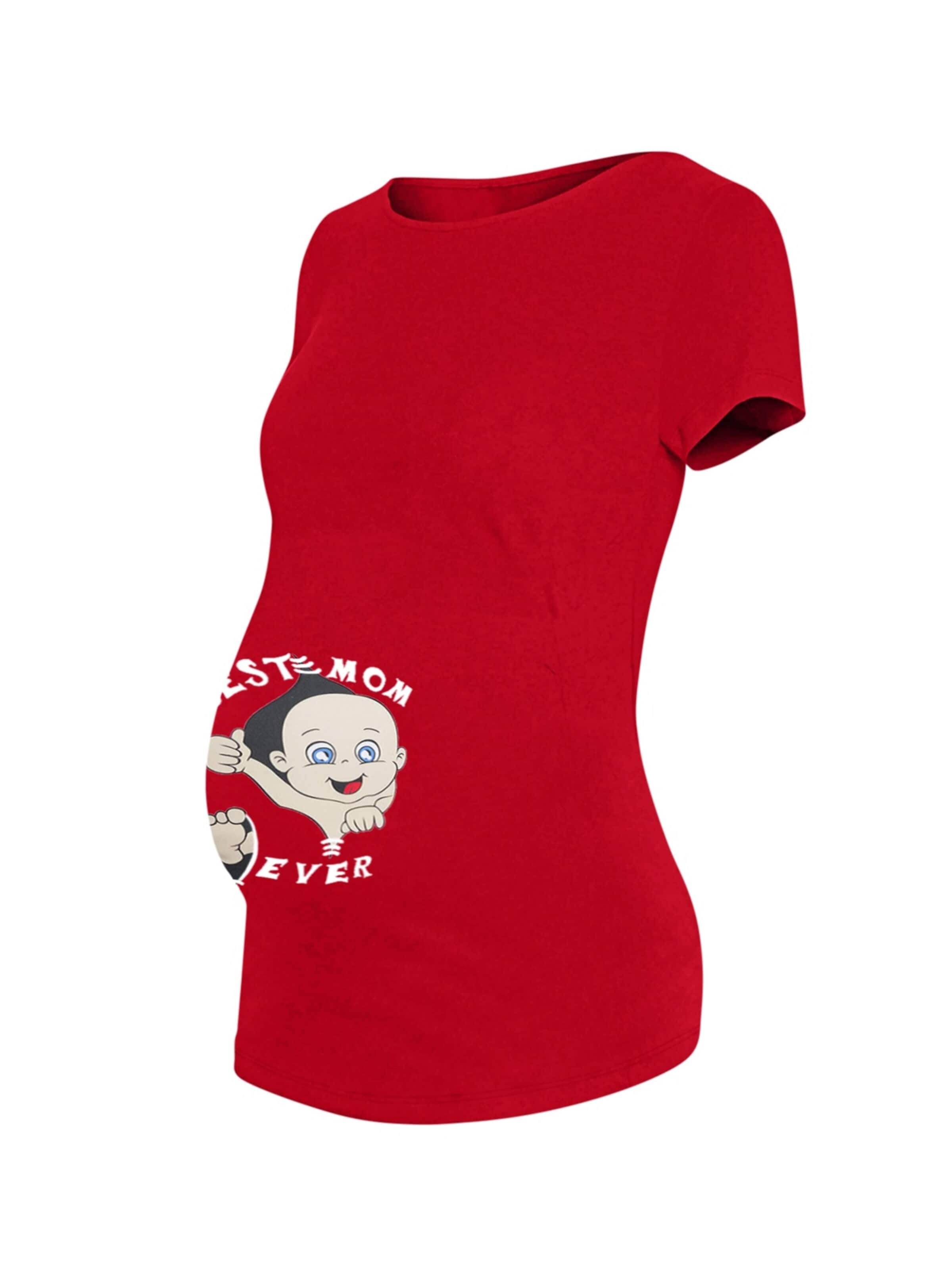 M.M.C. Shirt 'Best Mom Ever Umstandsshirt' in Red: front
