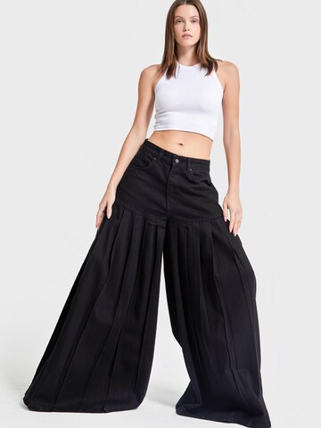 IT'S BASIC Wide leg Jeans 'Elephant Relaxed Mid Rise Jeans' in Black