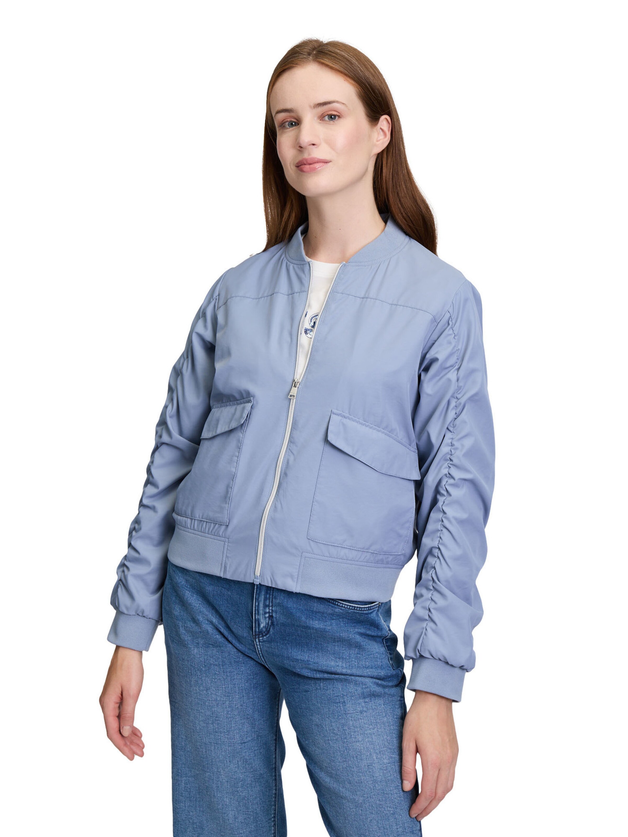 Cartoon Blouson mit Raffung in Blau: Vorderseite