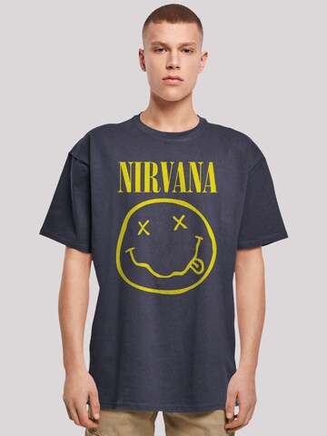 F4NT4STIC Shirt 'Nirvana Rock Band Yellow Happy Face' in Blau: predná strana