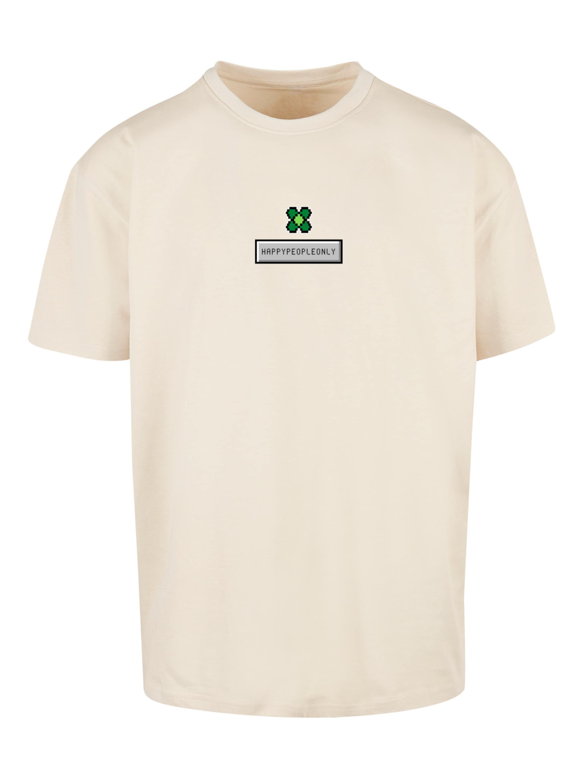 F4NT4STIC Shirt 'Silvester Happy New Year Pixel Kleeblatt' in Beige: front