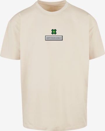 F4NT4STIC Shirt 'Silvester Happy New Year Pixel Kleeblatt' in Beige: front