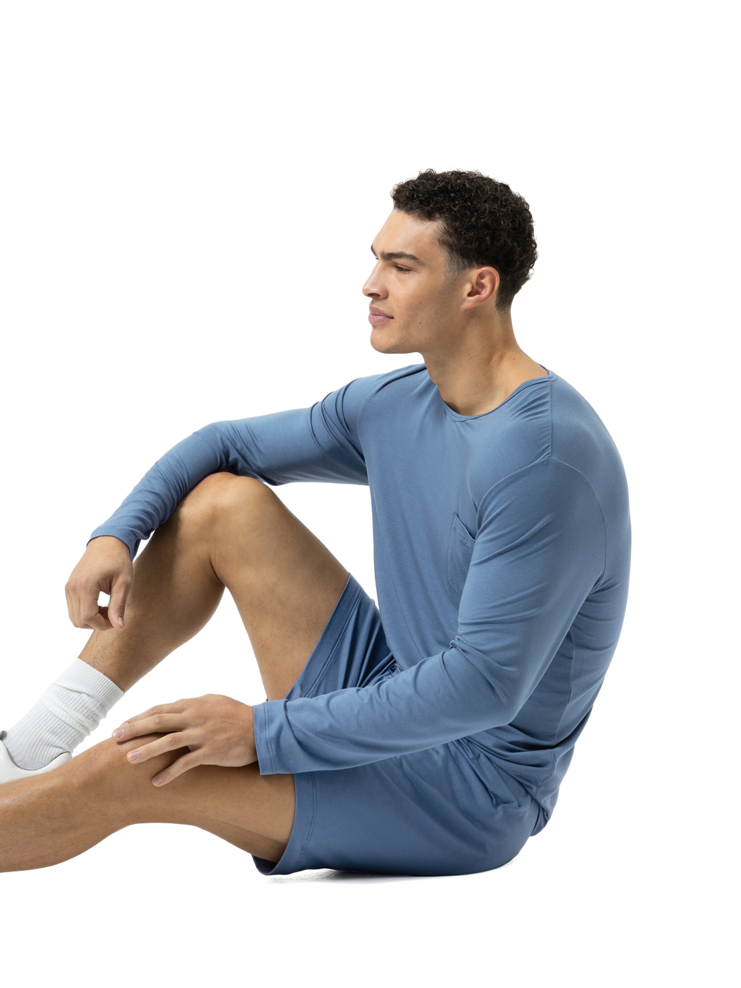 Mey Regular Pyjamashorts 'Jefferson' in Blau