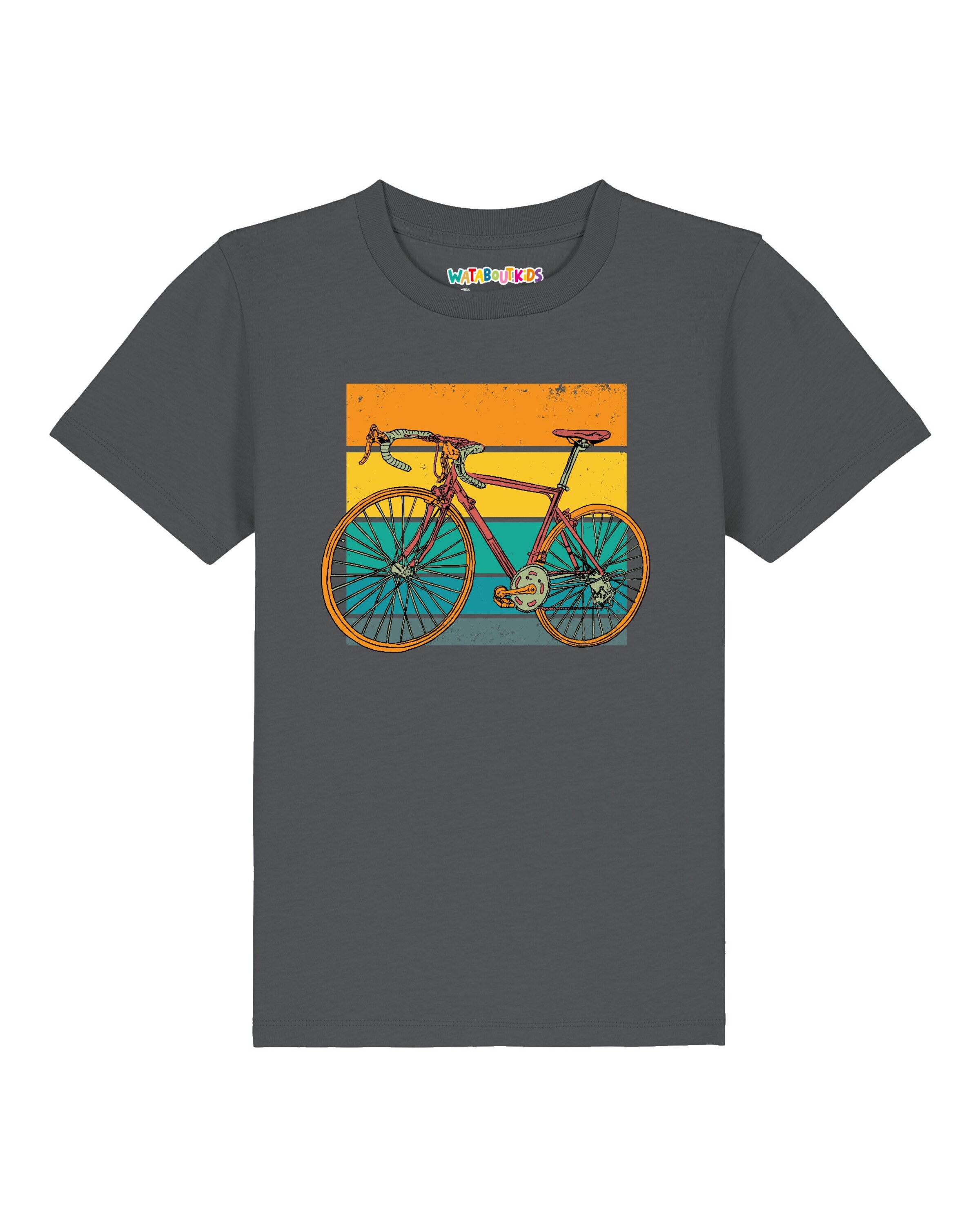 watabout.kids Shirt ' Retro Bike ' in Grijs: voorkant