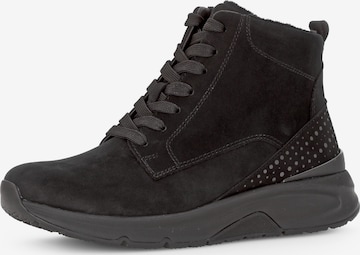 Gabor Rollingsoft Lace-Up Ankle Boots in Black: front