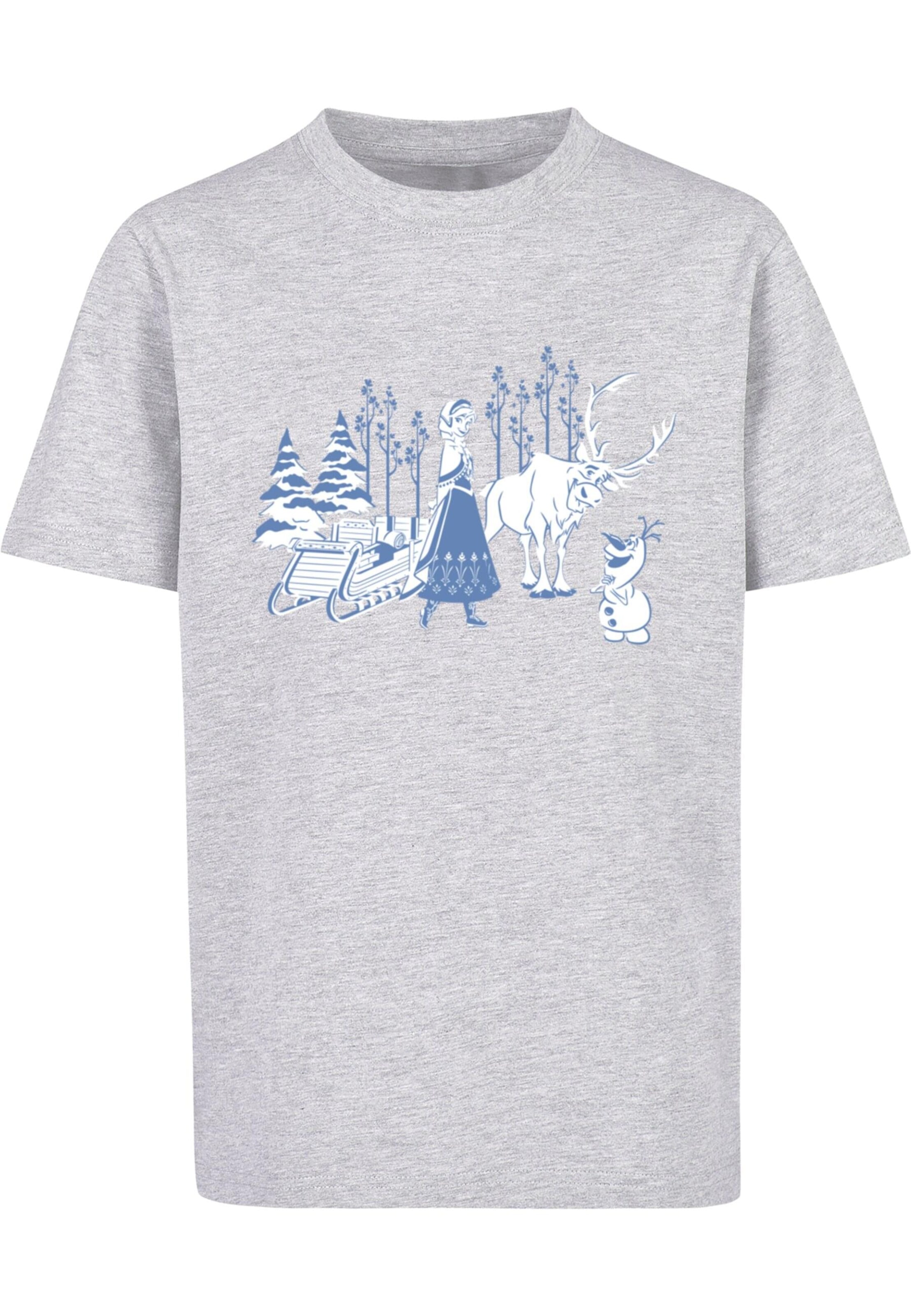 ABSOLUTE CULT Shirt 'Frozen - Anna Sven And Olaf' in Grey: front