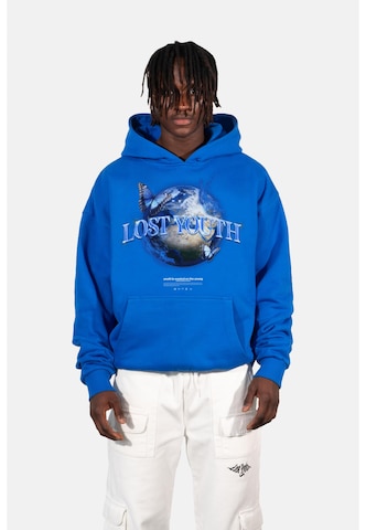 Lost Youth Sweatshirt 'World' in Blue: front