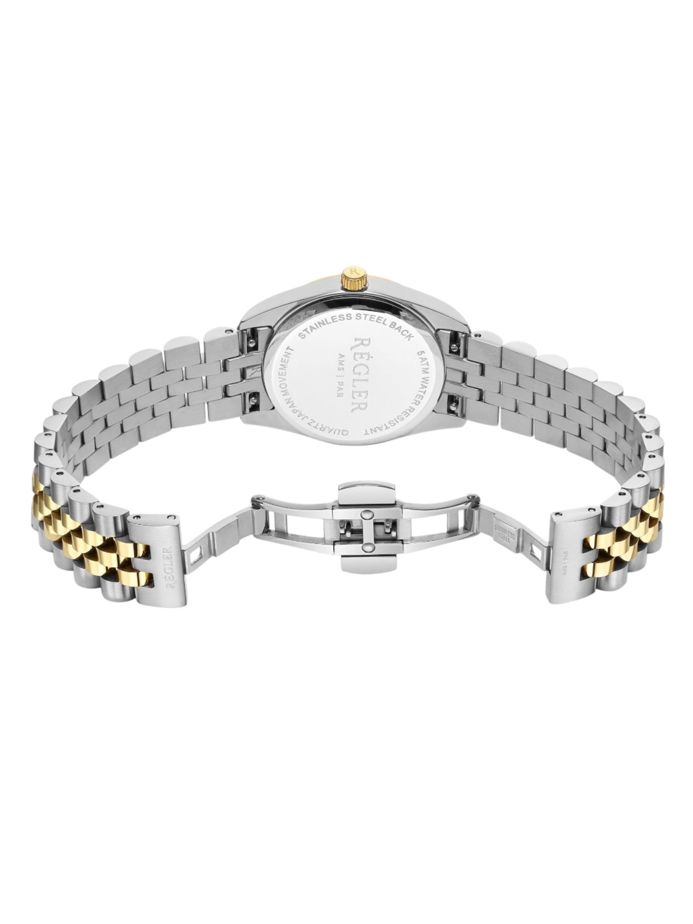 Régler Zegarek analogowy 'Régler Infinité Steel Bicolor Silver/Gold - Black' w kolorze złoty