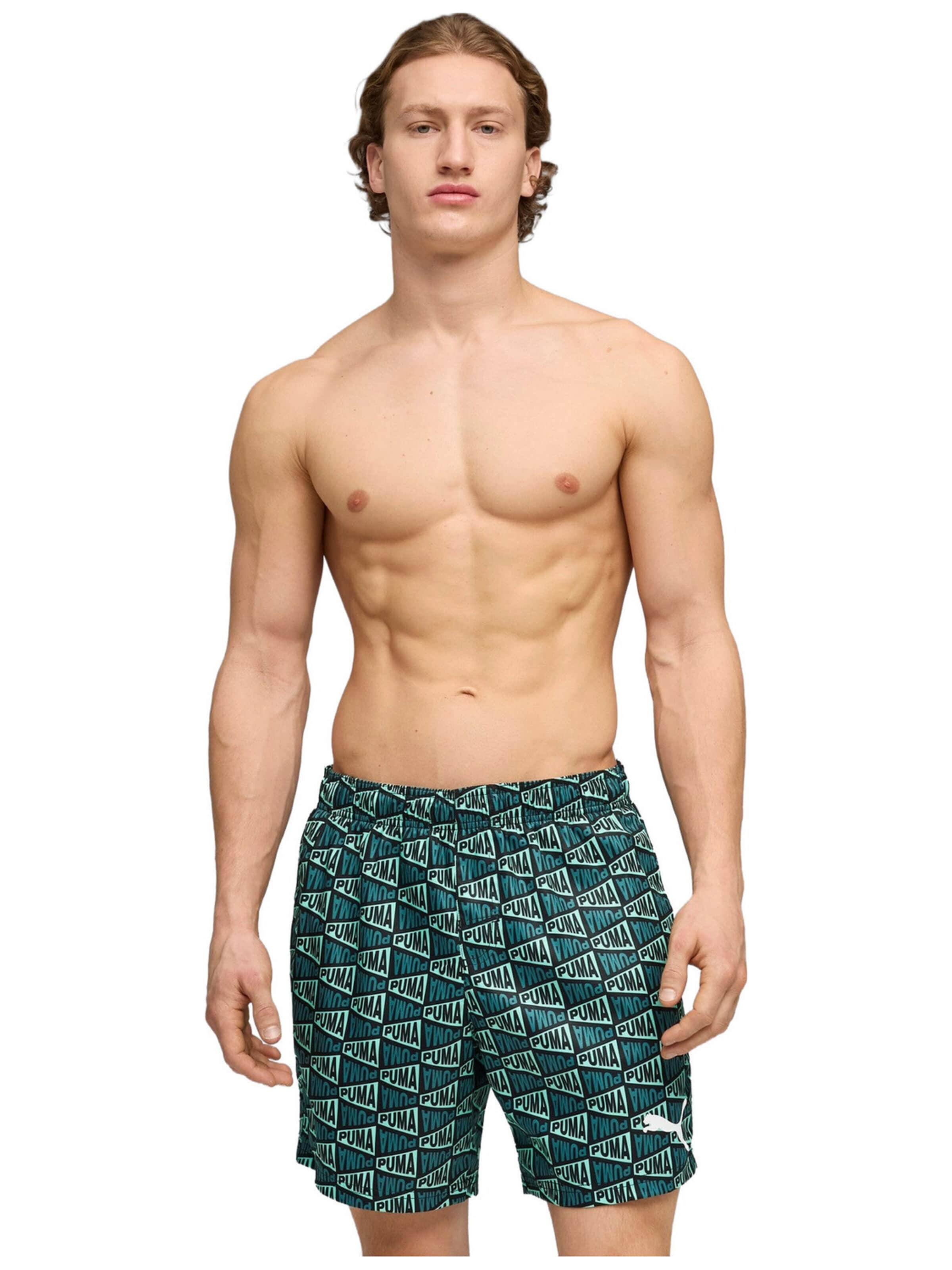 regular Pantaloni sportivi 'Puma Swim Men Printed Flag Mid Shorts 1p' di PUMA in blu: frontale