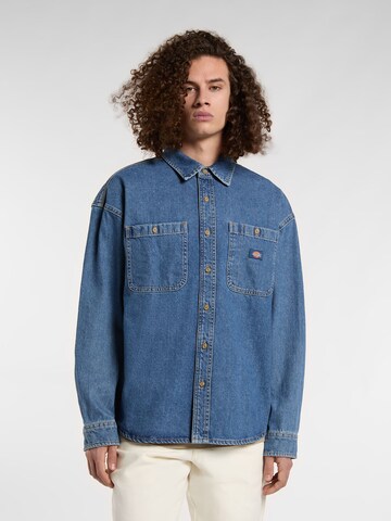 DICKIES Comfort fit Overhemd 'HOUSTON' in Blauw: voorkant