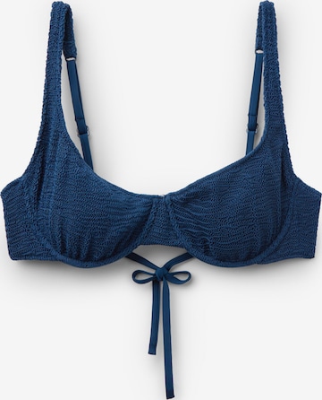 CALZEDONIA Bikini Top 'Crinkle Waves' in Blue: front