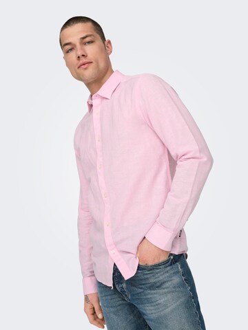 Only & Sons Slim fit Button Up Shirt 'CAIDEN' in Pink