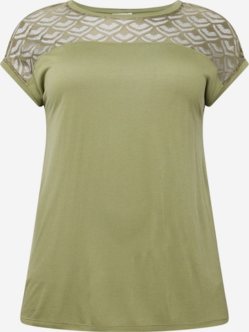 ONLY Carmakoma Μπλουζάκι 'FLAKE' σε πράσινο: μπροστά