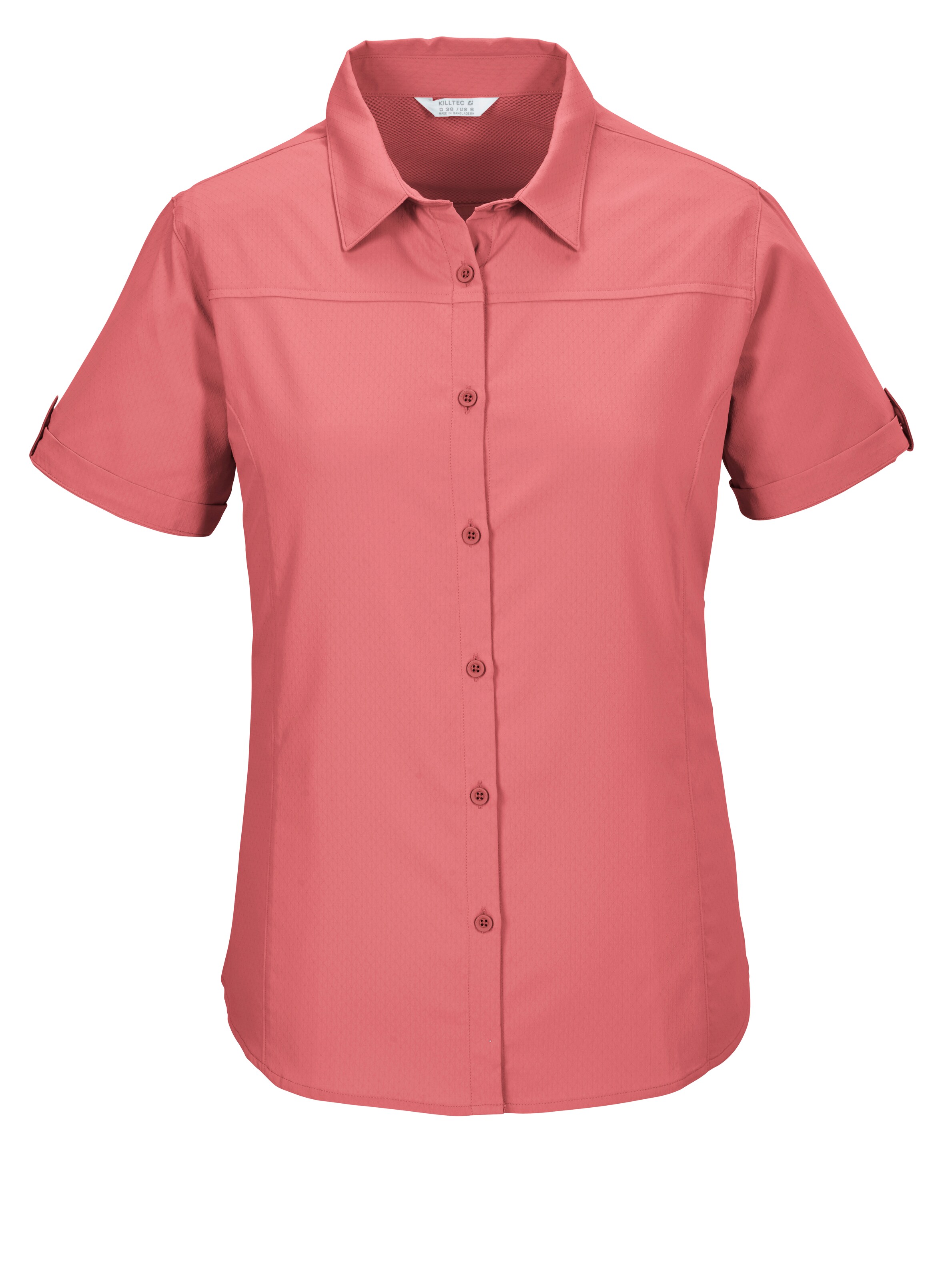 KILLTEC Athletic Button Up Shirt in Pink: front