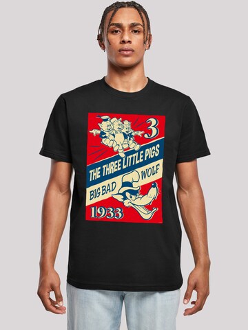 F4NT4STIC Shirt 'Disney Die Drei Kleinen Schweinchen' in Black: front