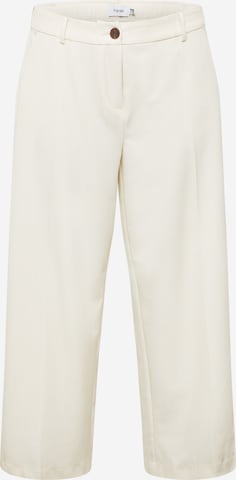 Fransa Curve Wide leg Trousers with creases 'MILENA' in White: front