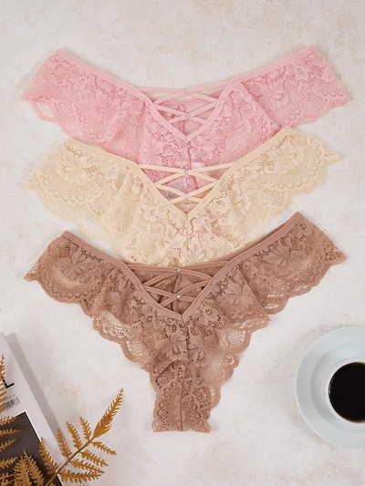 Trendyol Стринги в Цвет слоновой кости / Светло-коричневый / Розовый, Обзор товара