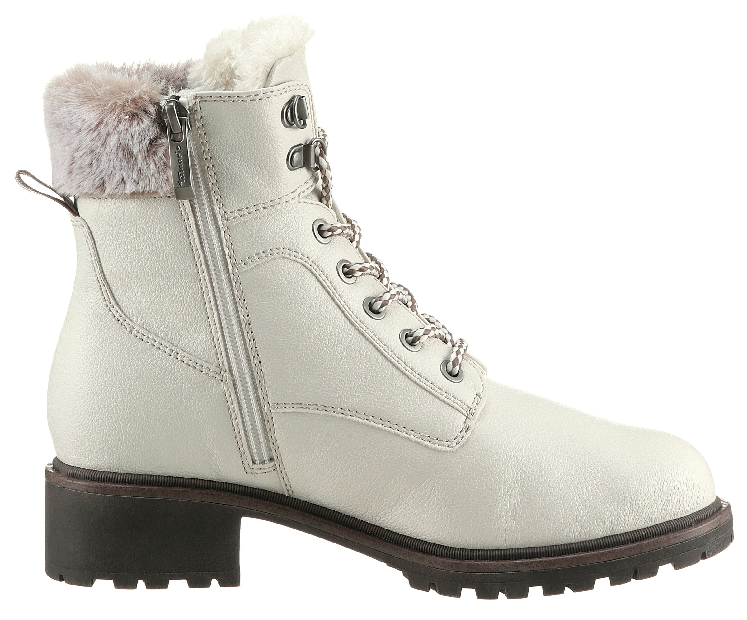 Tamaris Lace-Up Boots in White